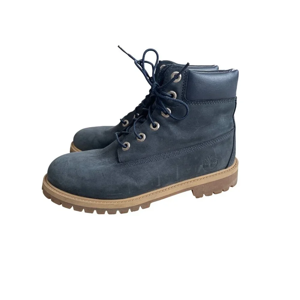 Timberland Junior's Boy's 6-Inch Premium Waterproof Navy Blue Boot - 9497R